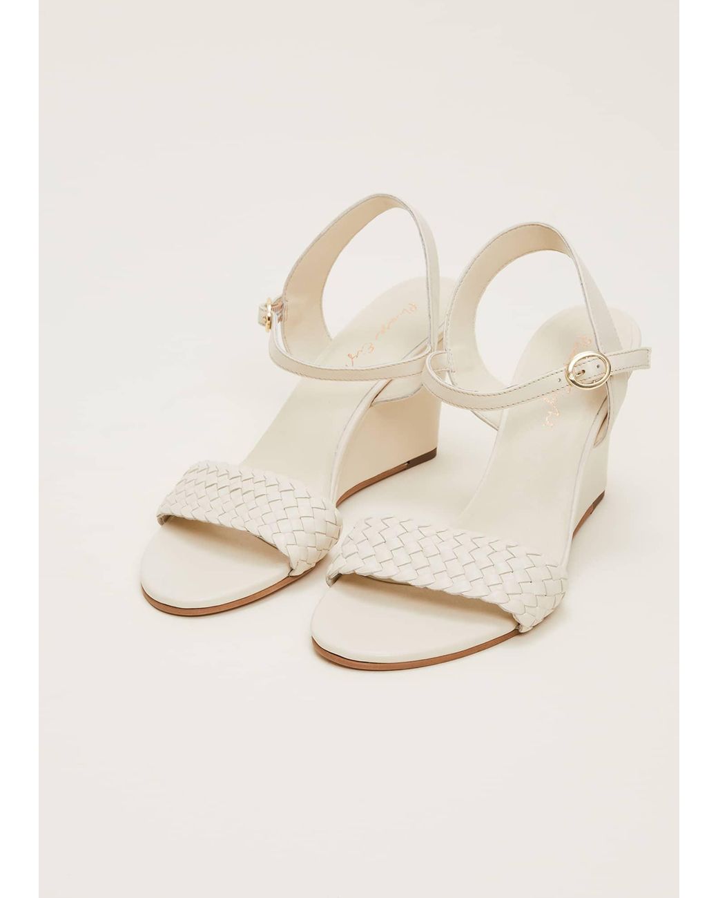 Phase Eight Natural Leather Plait Strap Wedge Shoe