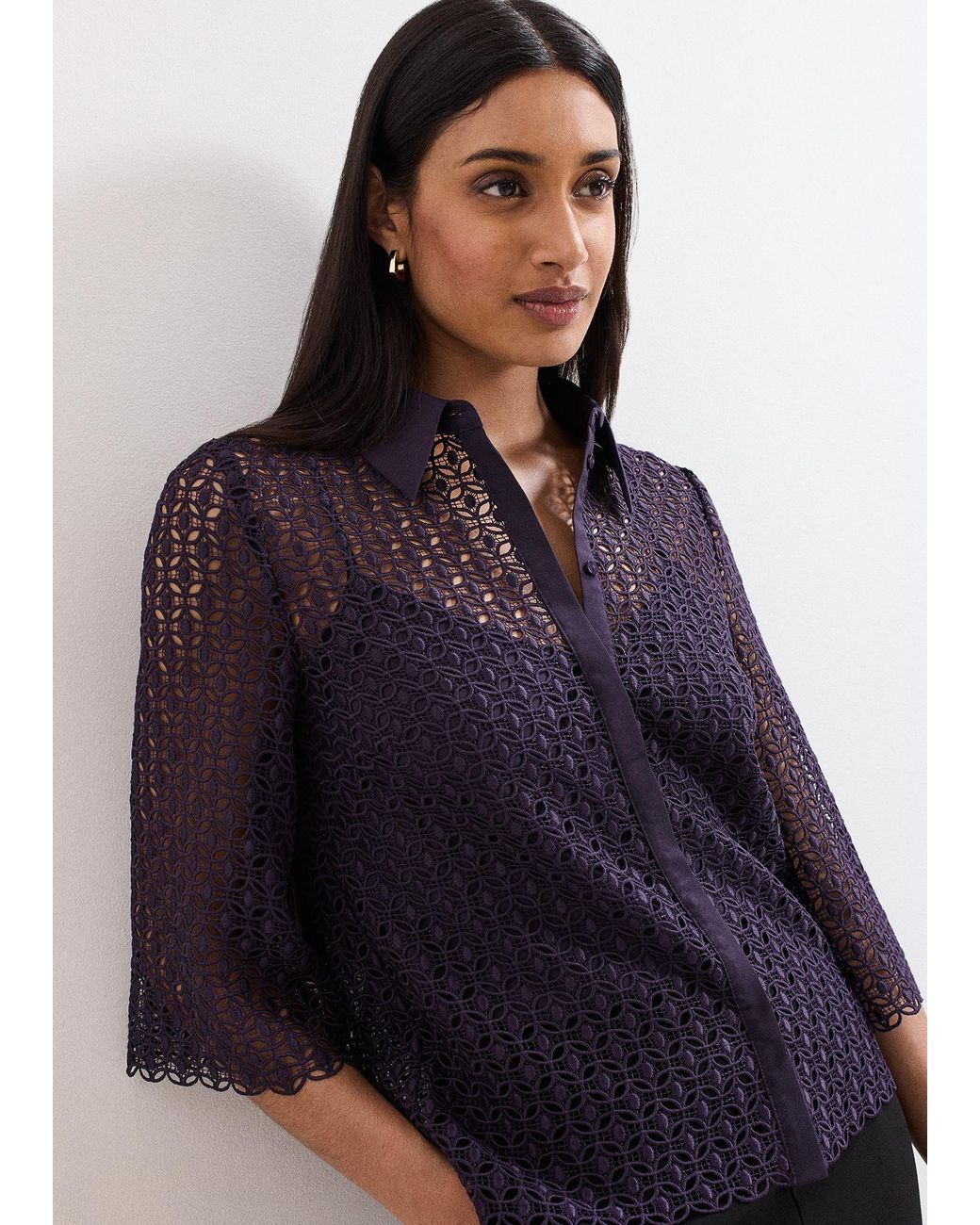 Phase Eight Blue Romilly Lace Shirt
