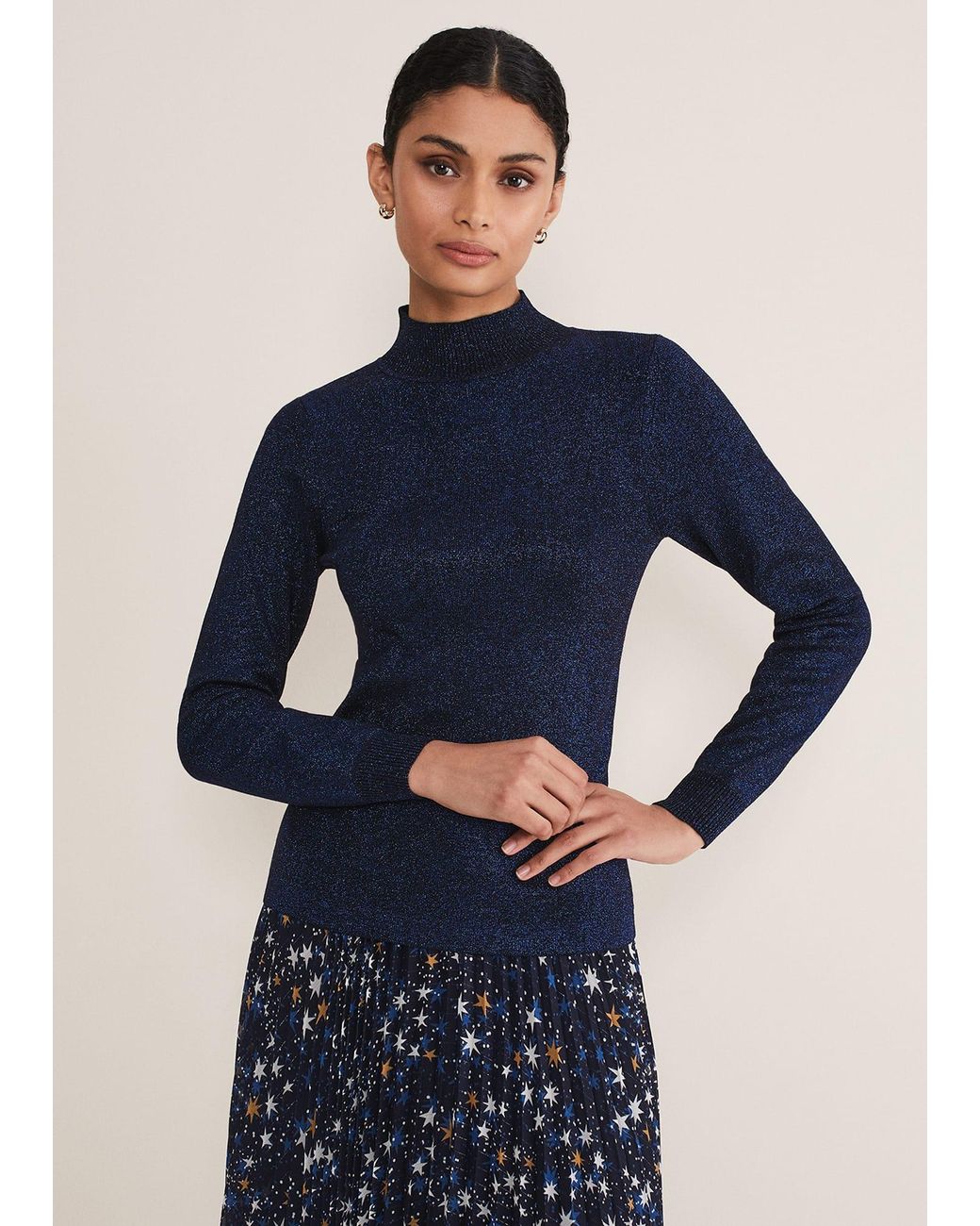 Phase Eight Blue Gwyneth Shimmer Knitted Jumper