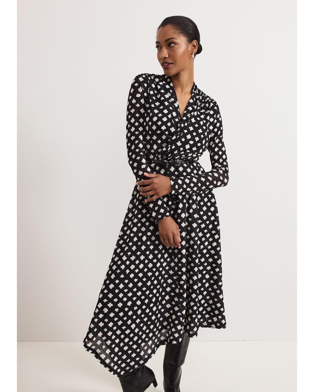 Phase Eight White Caitlin Printed Mesh Dress