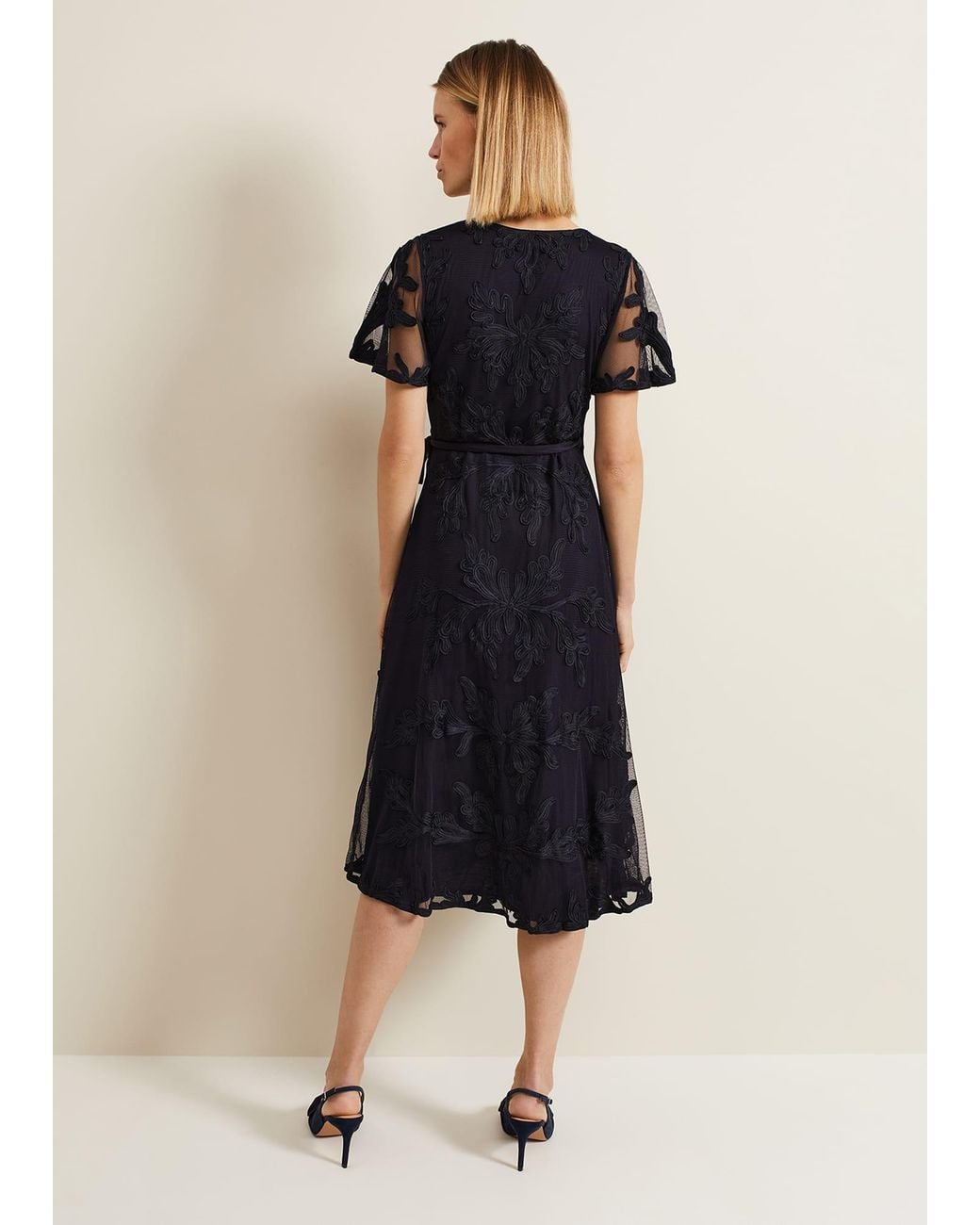 Phase Eight Blue Clara Tapework Wrap Dress