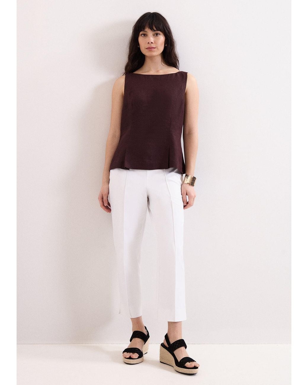 Phase Eight White Miah Cropped Slim Trousers