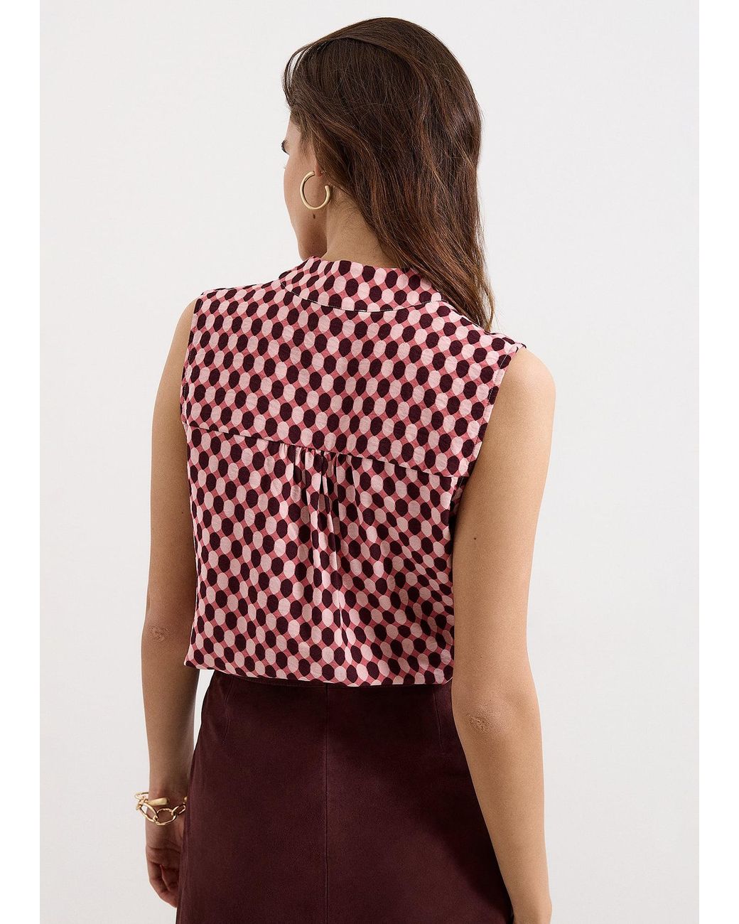 Phase Eight Multicolor Junie Tie Neck Geo Print Sleeveless Top