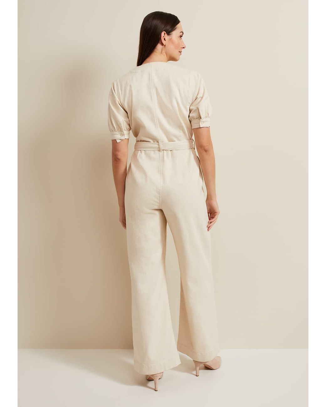 Phase Eight Natural Florisa Denim Jumpsuit