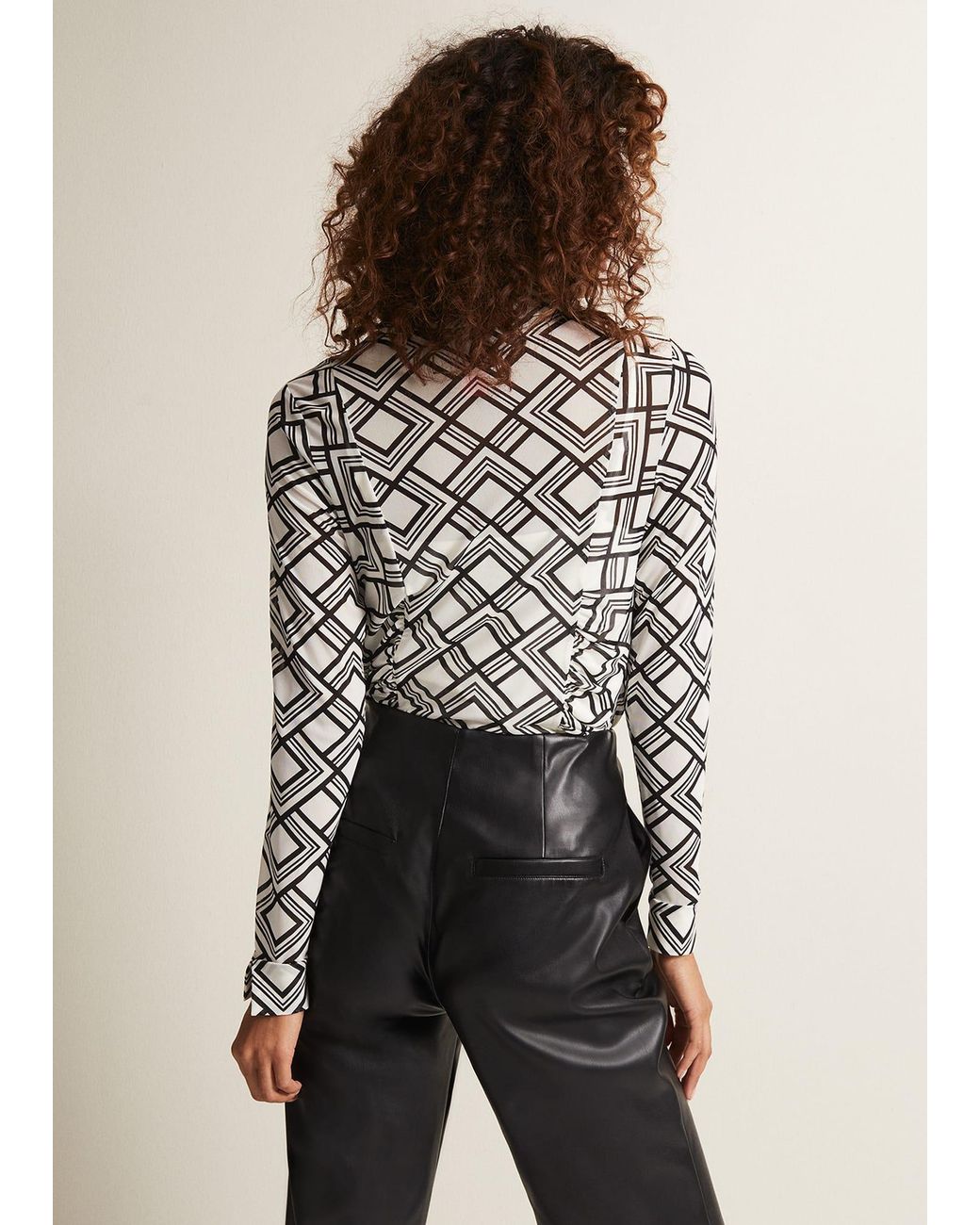 Phase Eight Brown Zaylia Geo Mesh Print Shirt