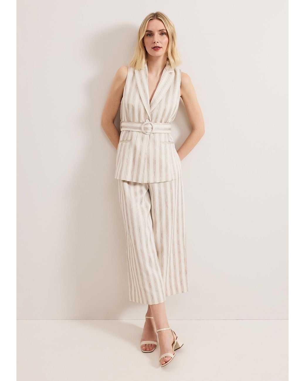 Phase Eight Natural Tabitha Sparkle Stripe Suit Trouser