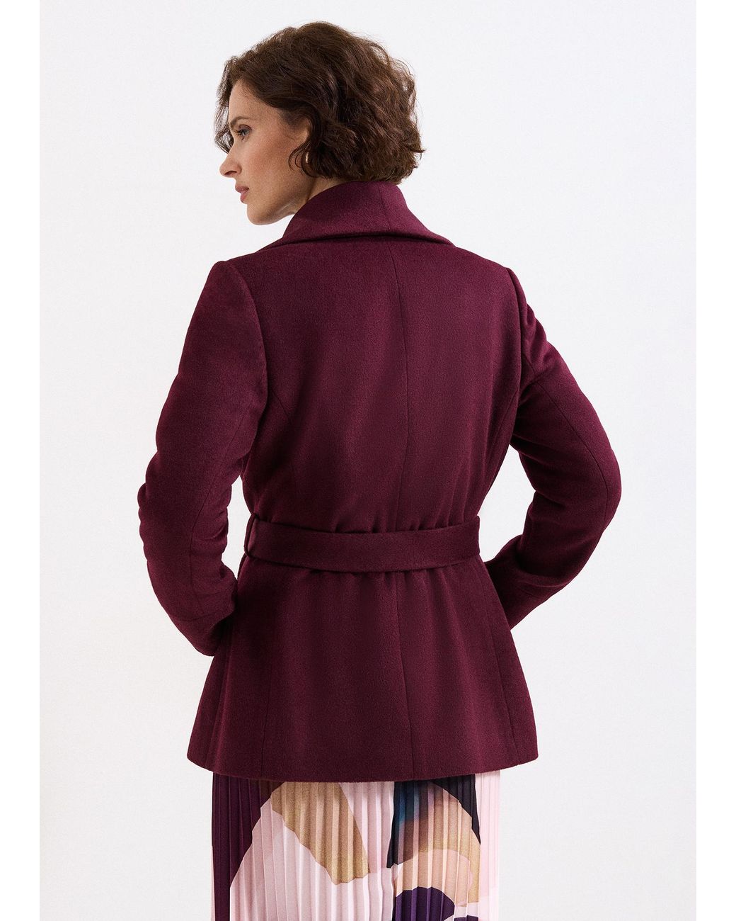 Phase Eight Purple Nicci Short Belted Wool Coat