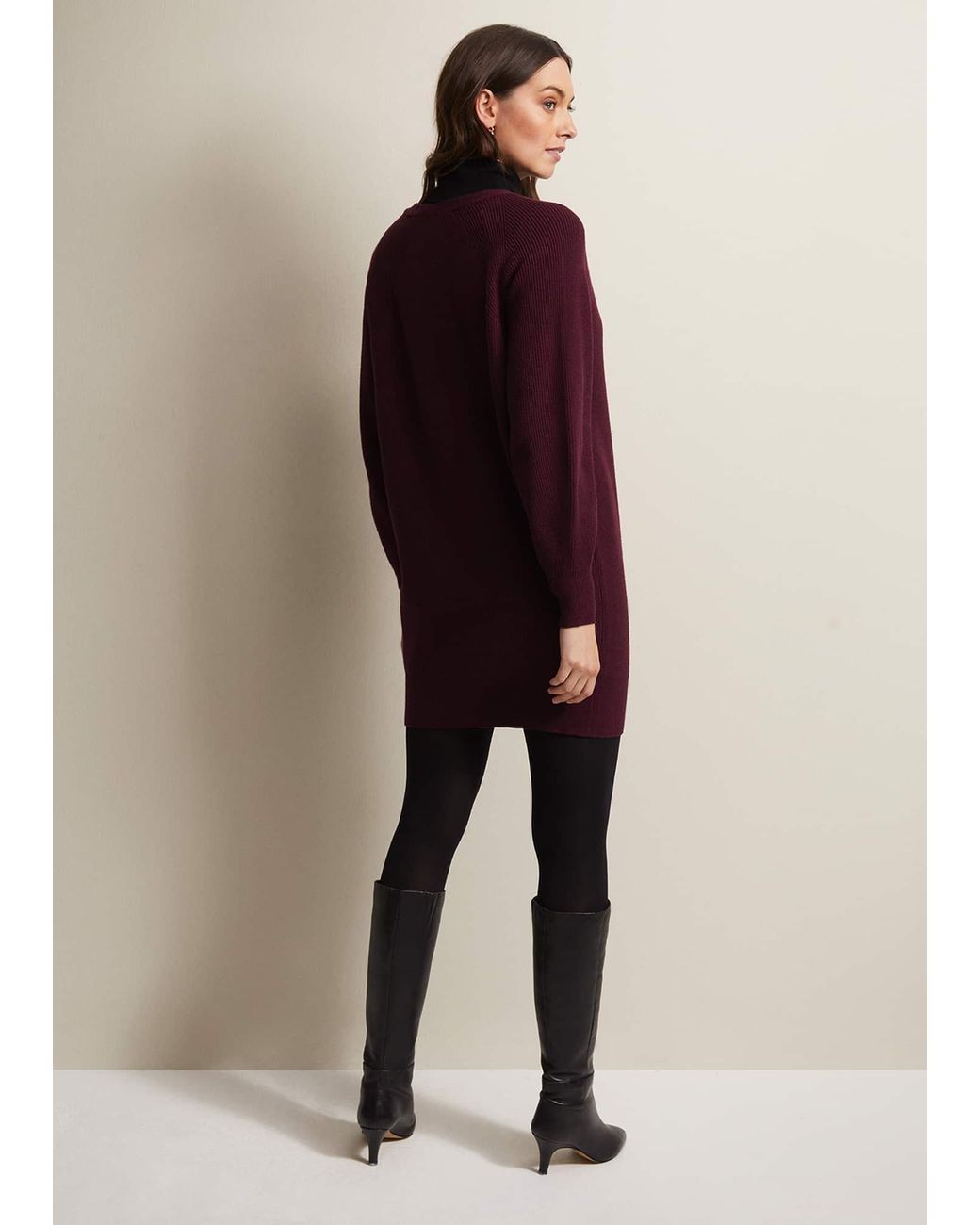 Phase Eight Purple Eliana Chunky Knitted Mini Dress