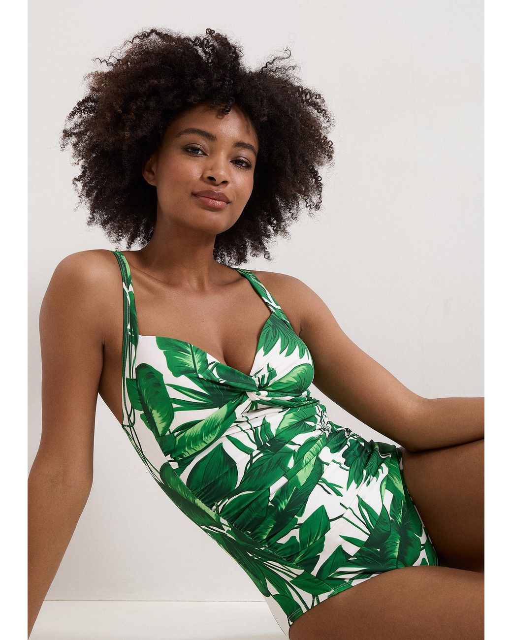 Phase Eight Green Palm Print Swimsuit