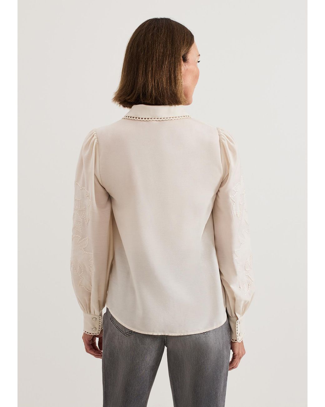 Phase Eight White Aneira Embroidered Sequin Blouse