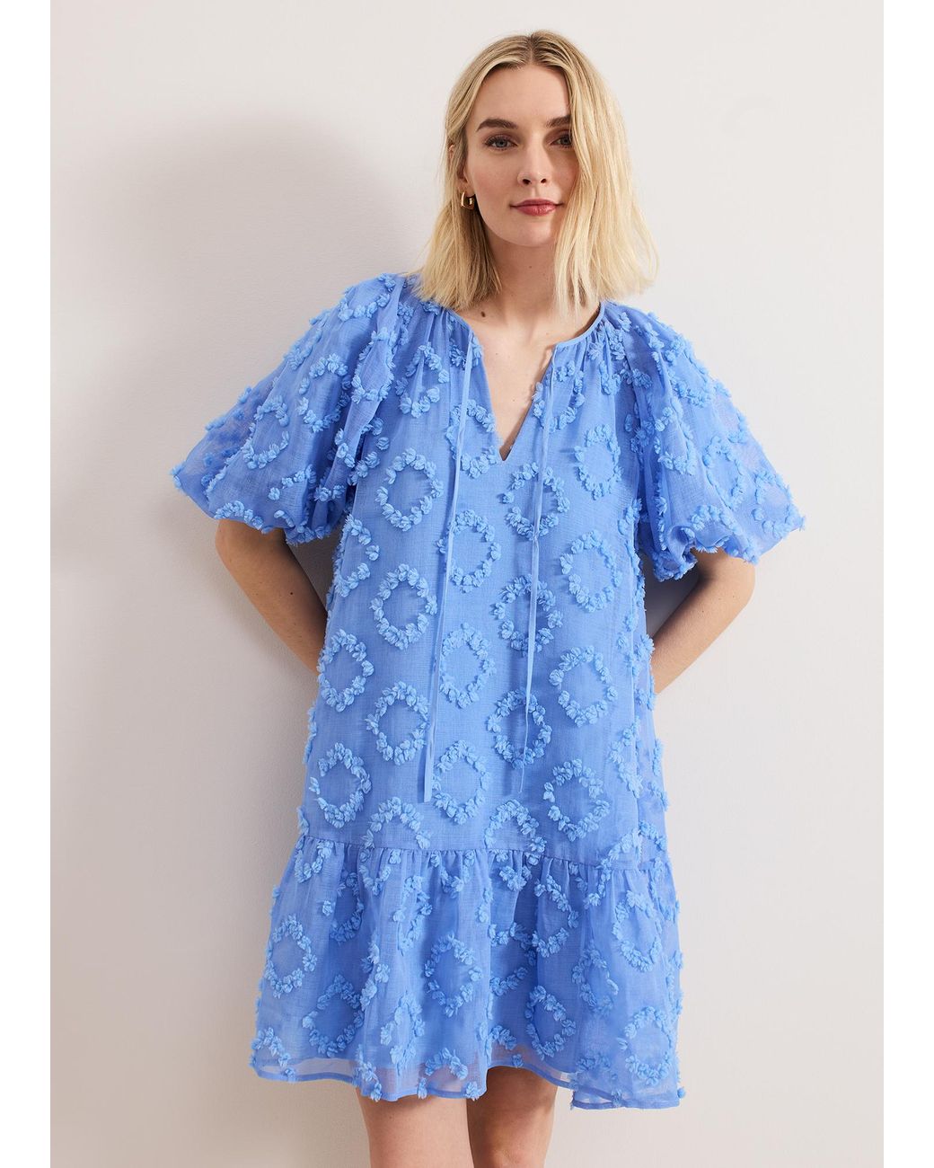 Phase Eight Blue Bella Textured Mini Dress