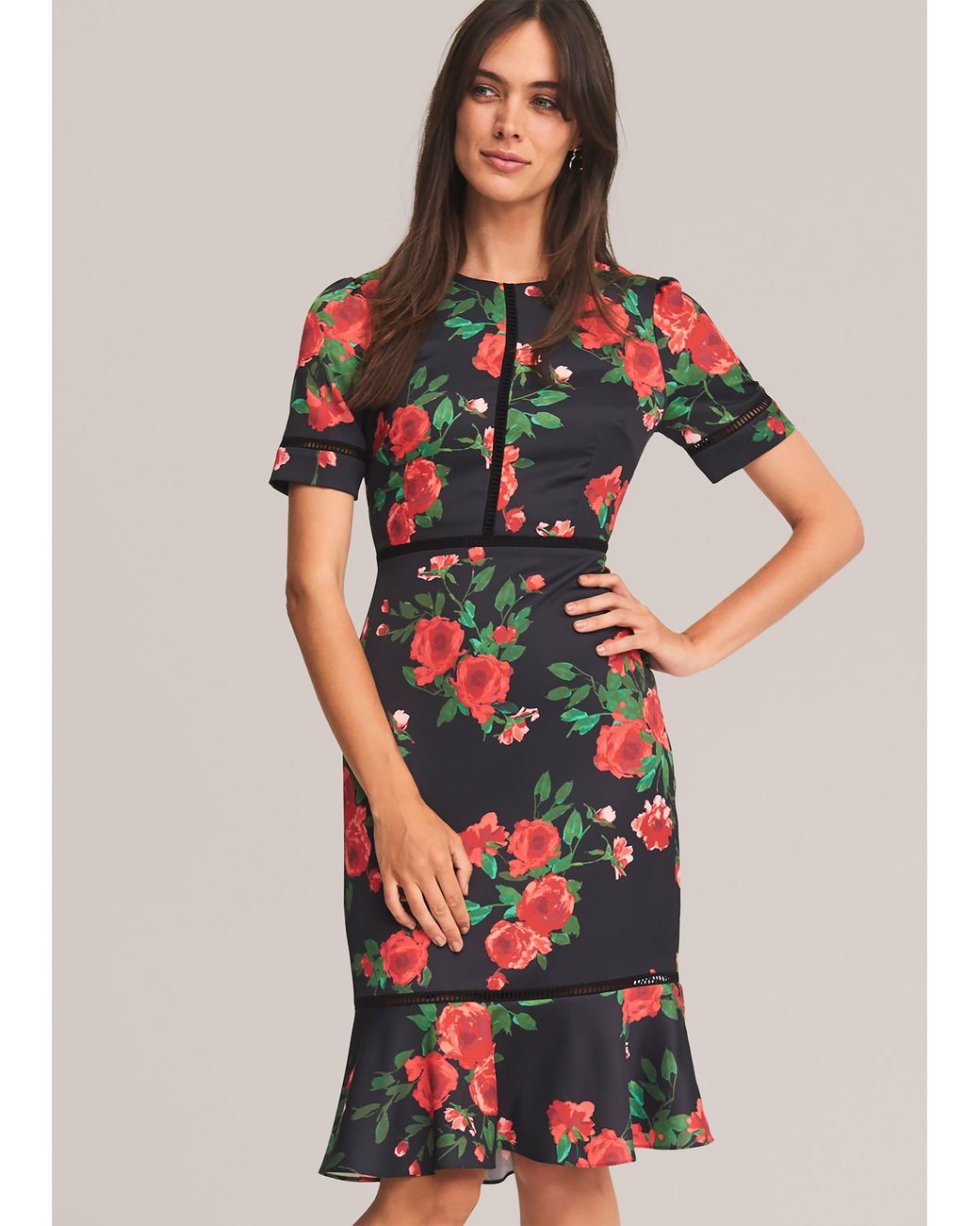 Phase Eight Black Hesita Rose Dress