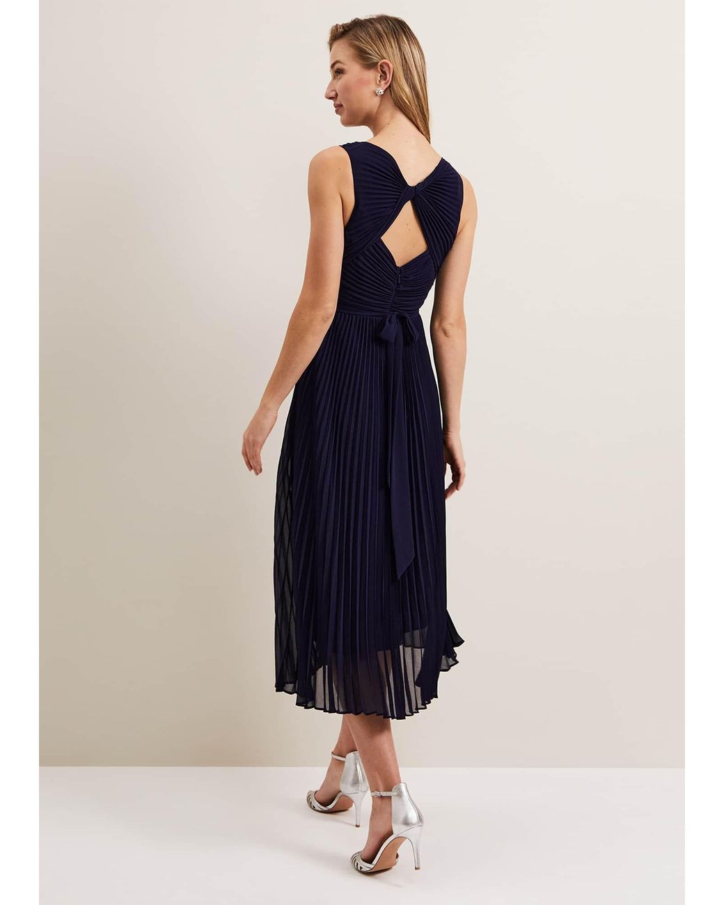 Phase Eight Blue Cressida Pleat Midi Dress