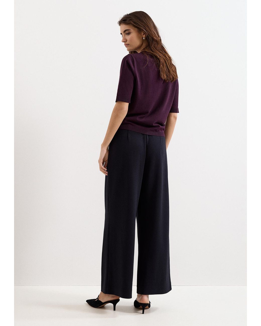 Phase Eight Blue Florence Ponte Wide Leg Trouser