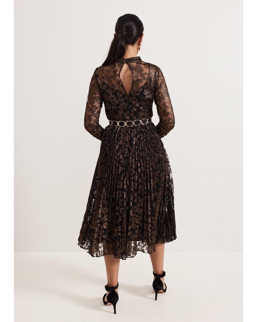 Phase Eight Multicolor Petite Theodora Leopard Pleat Midi Dress
