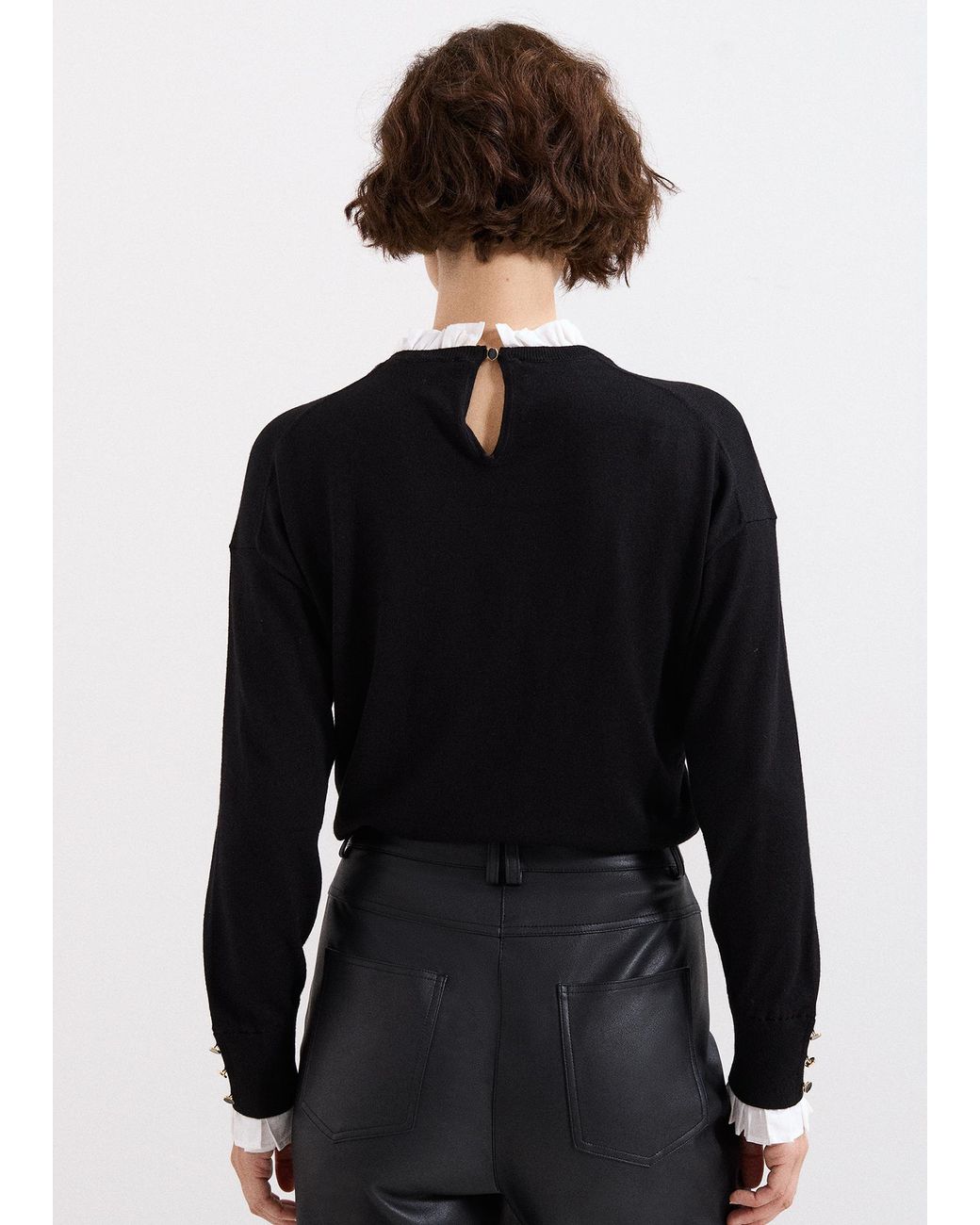 Phase Eight Black Jenna Collar And Cuff Top