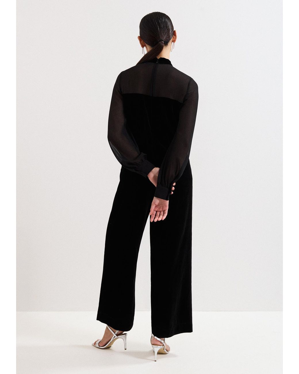 Phase Eight Black Magie Velvet Tie Neck Jumpsuit