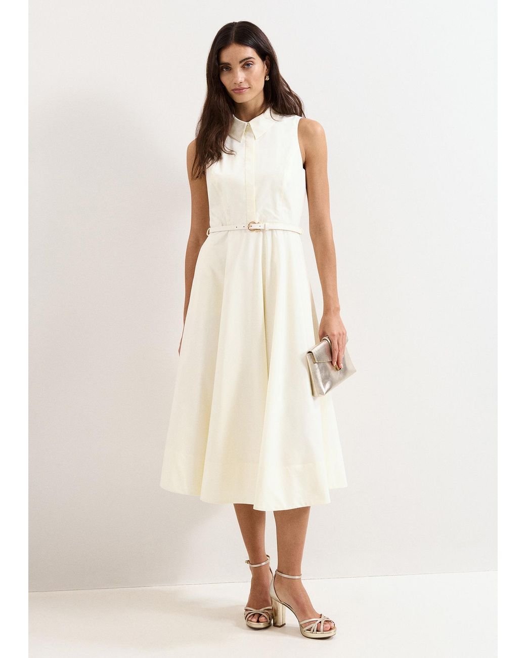 Phase Eight Natural Ariane Midi Shirt Dress