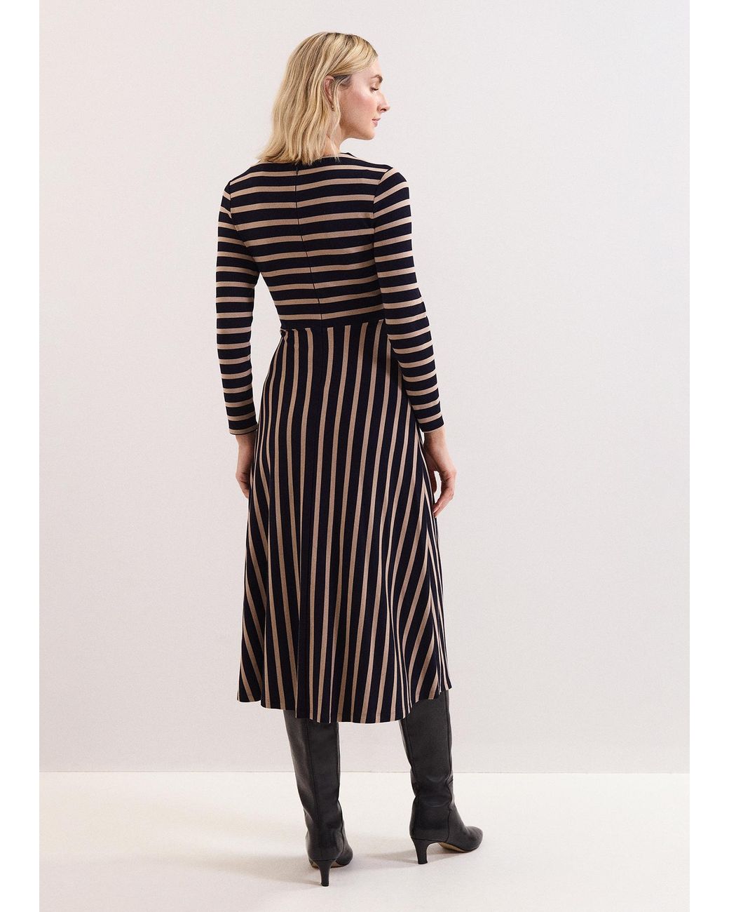 Phase Eight White Petite Mia Stripe Midi Dress