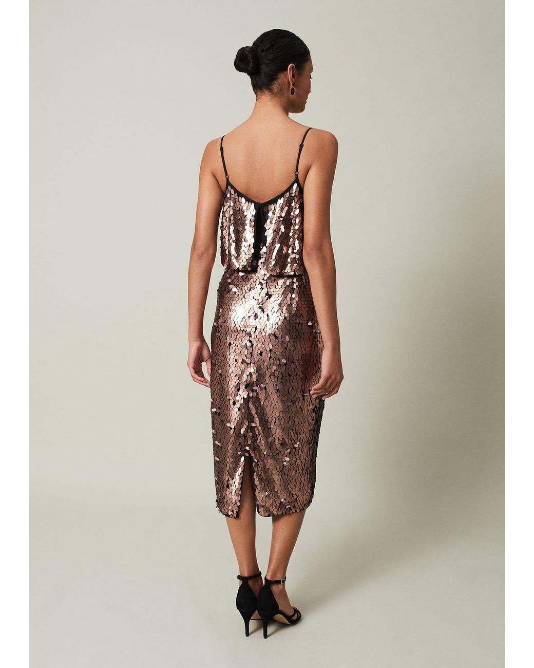 Phase Eight Natural Myka Sequin Tiered Dress