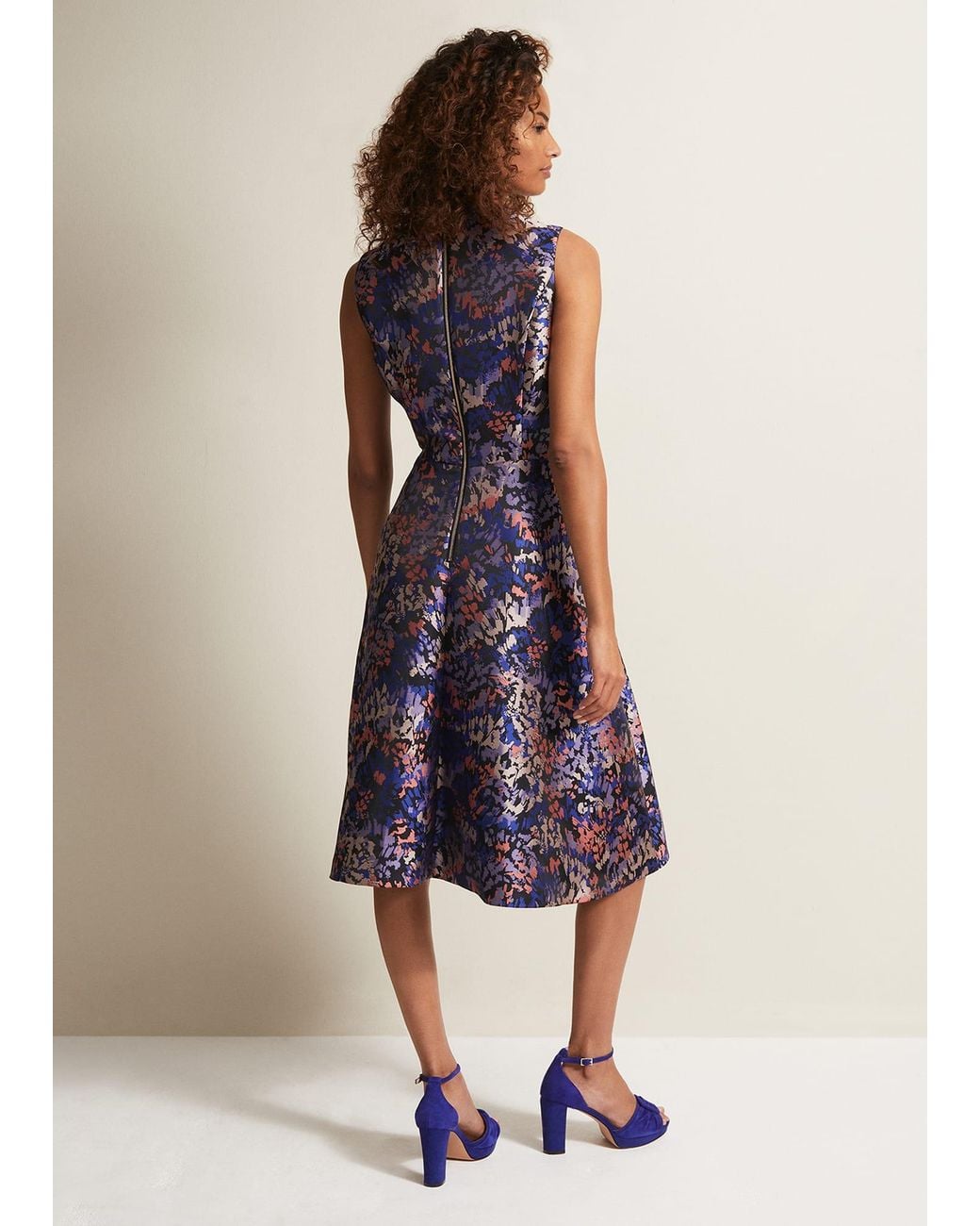 Phase Eight Blue Adonia Abstract Jacquard Dress