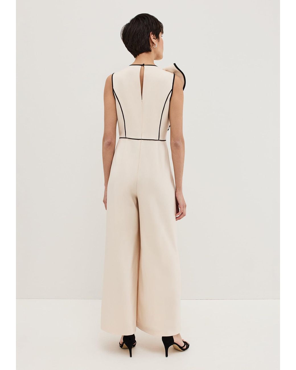 Phase Eight Gray Lucille Ruffle Tipped Contrast Jumpsuit