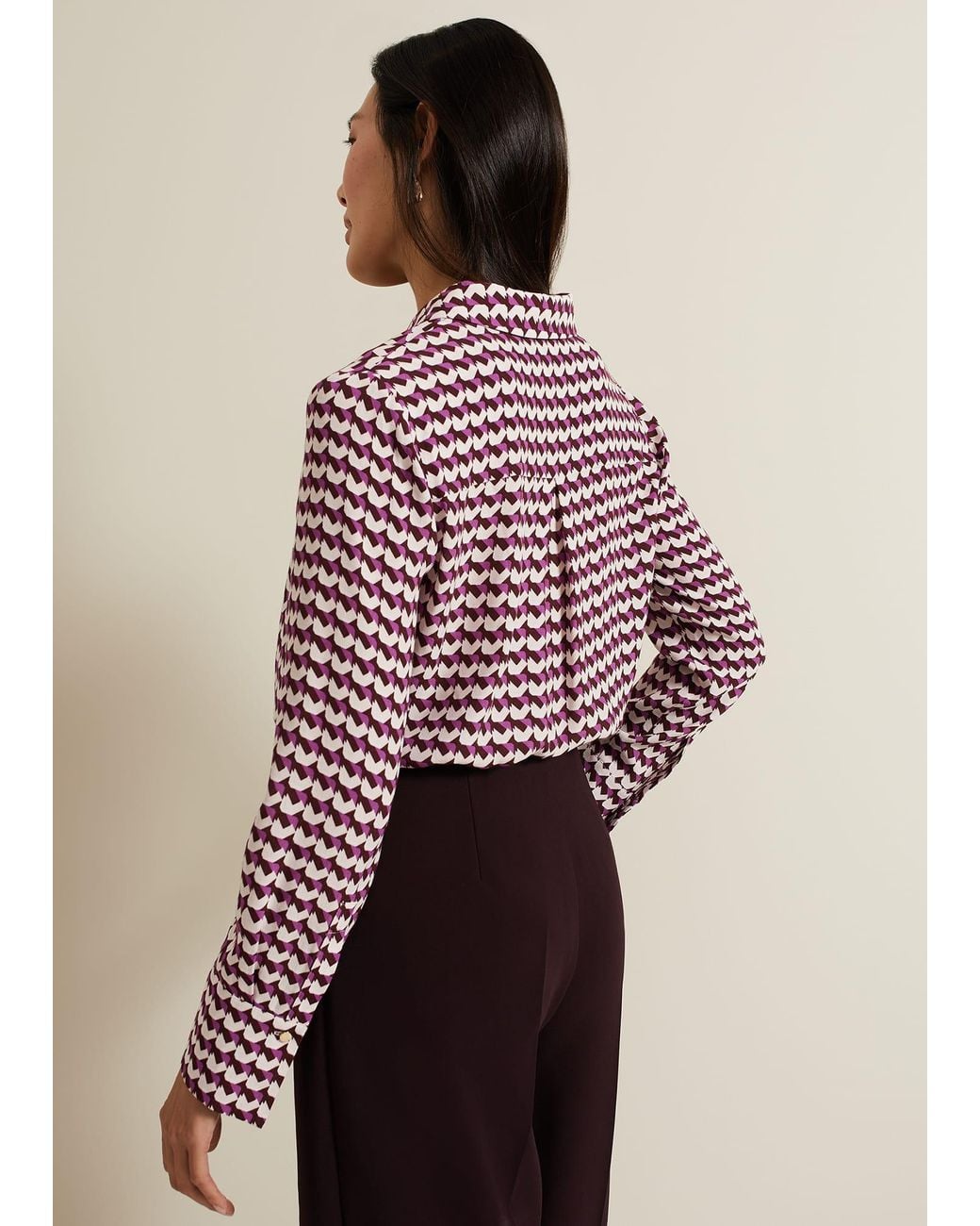 Phase Eight Purple Gina Geo Print Shirt