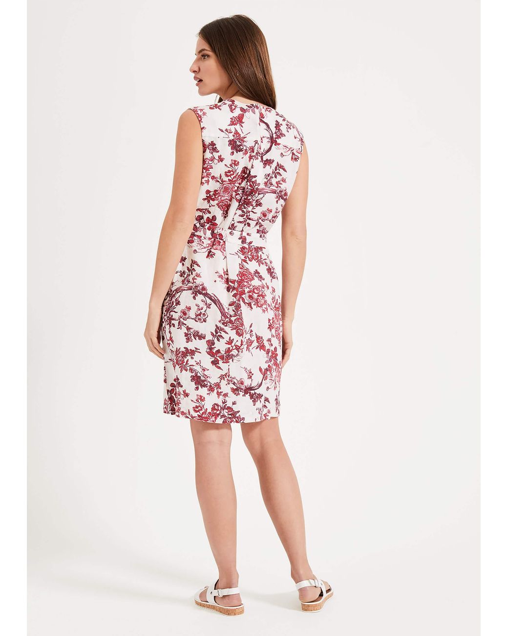Phase Eight Red Toile De Jouy Linen Dress