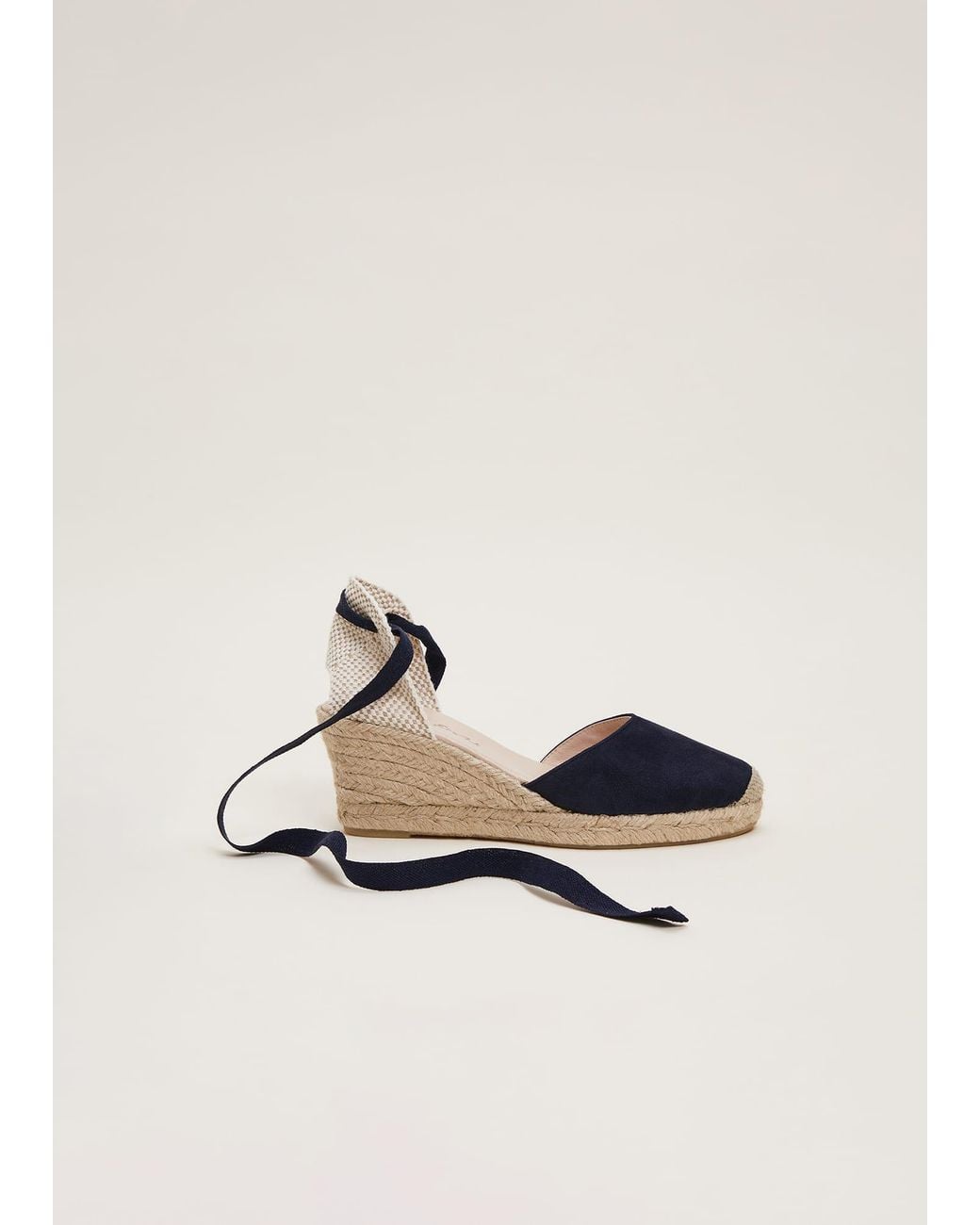 Phase Eight Natural Suede Ankle Tie Espadrille Shoe