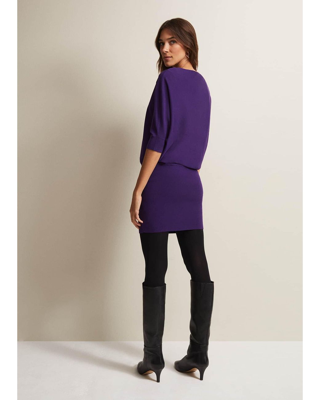Phase Eight Purple Becca Batwing Mini Dress