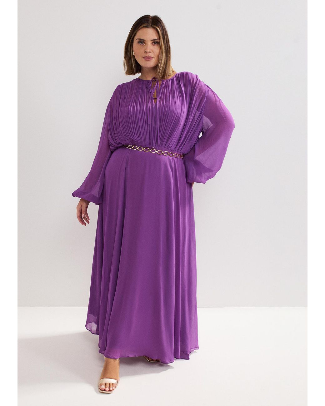 Phase Eight Purple Amal Pleated Bodice Maxi Dress