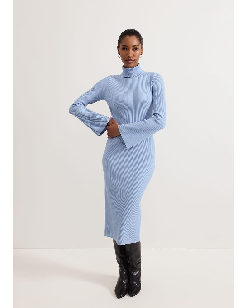 Phase Eight Blue Kylie Roll Neck Dress