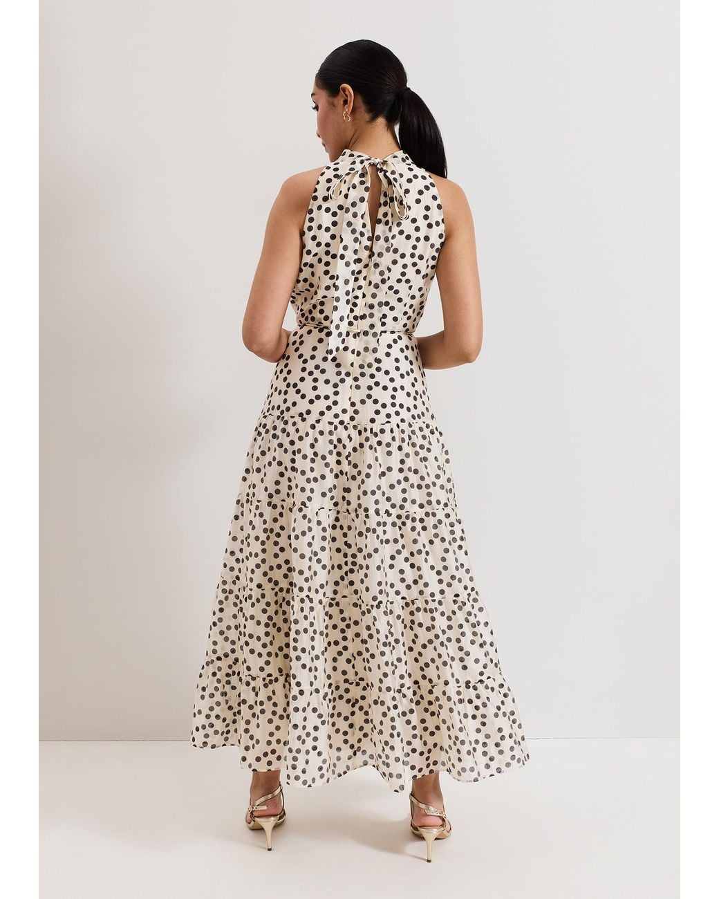 Phase Eight White Petite Nita Spot Tiered Maxi Dress
