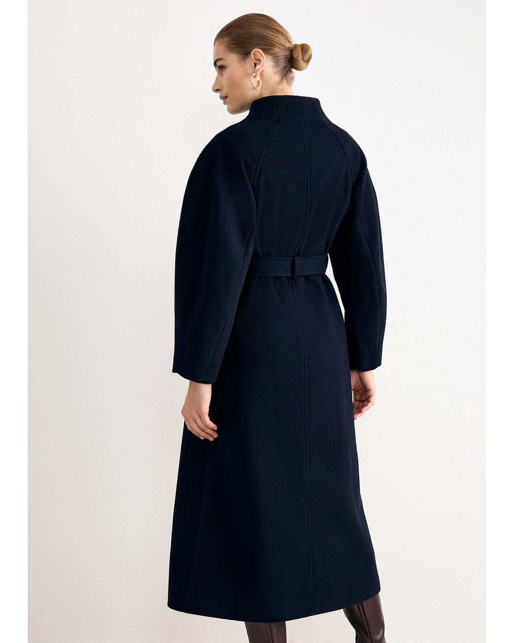 Phase Eight Blue Mollie Funnel Neck Long Coat