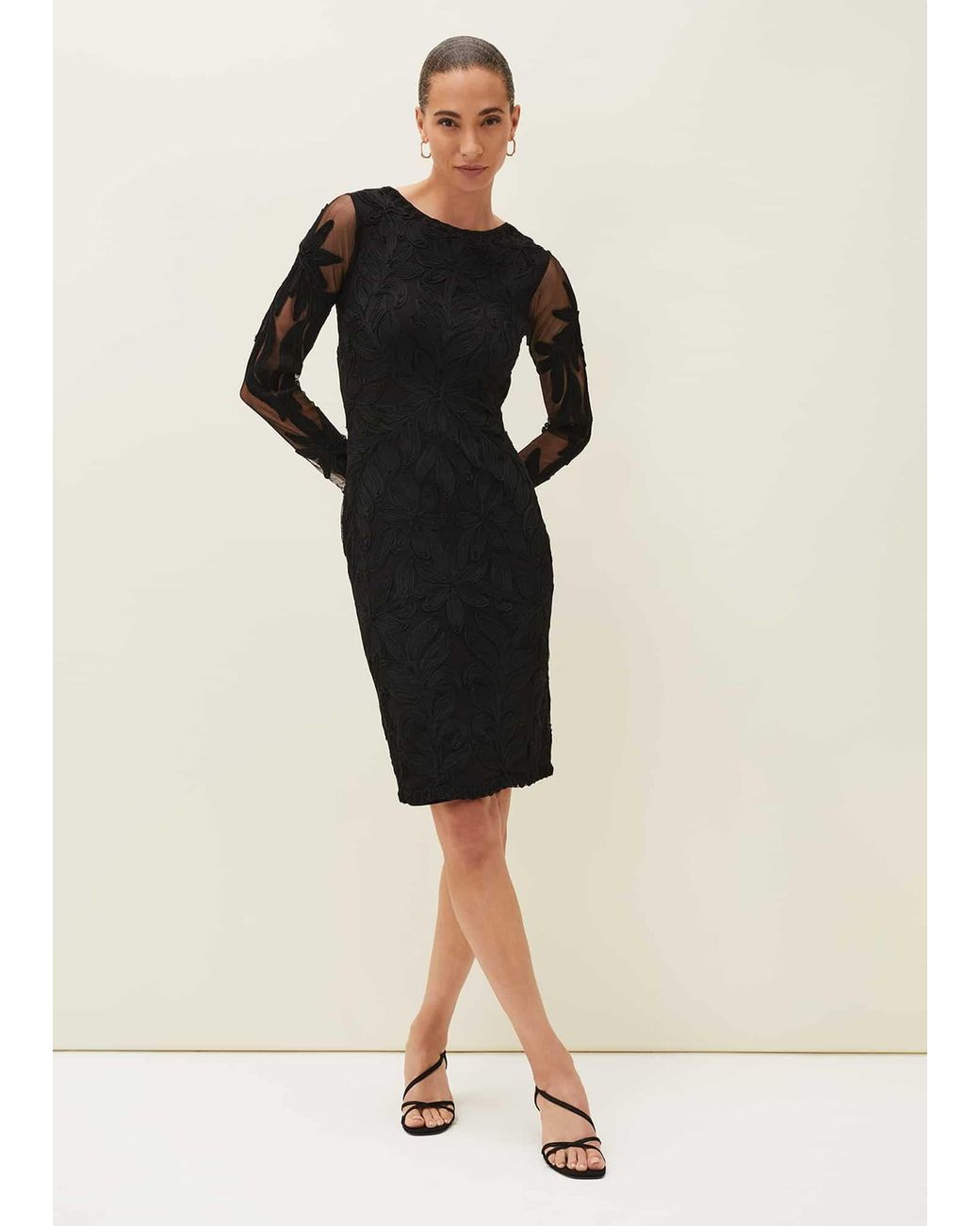 Phase Eight Black Isobel Tapework Lace Dress