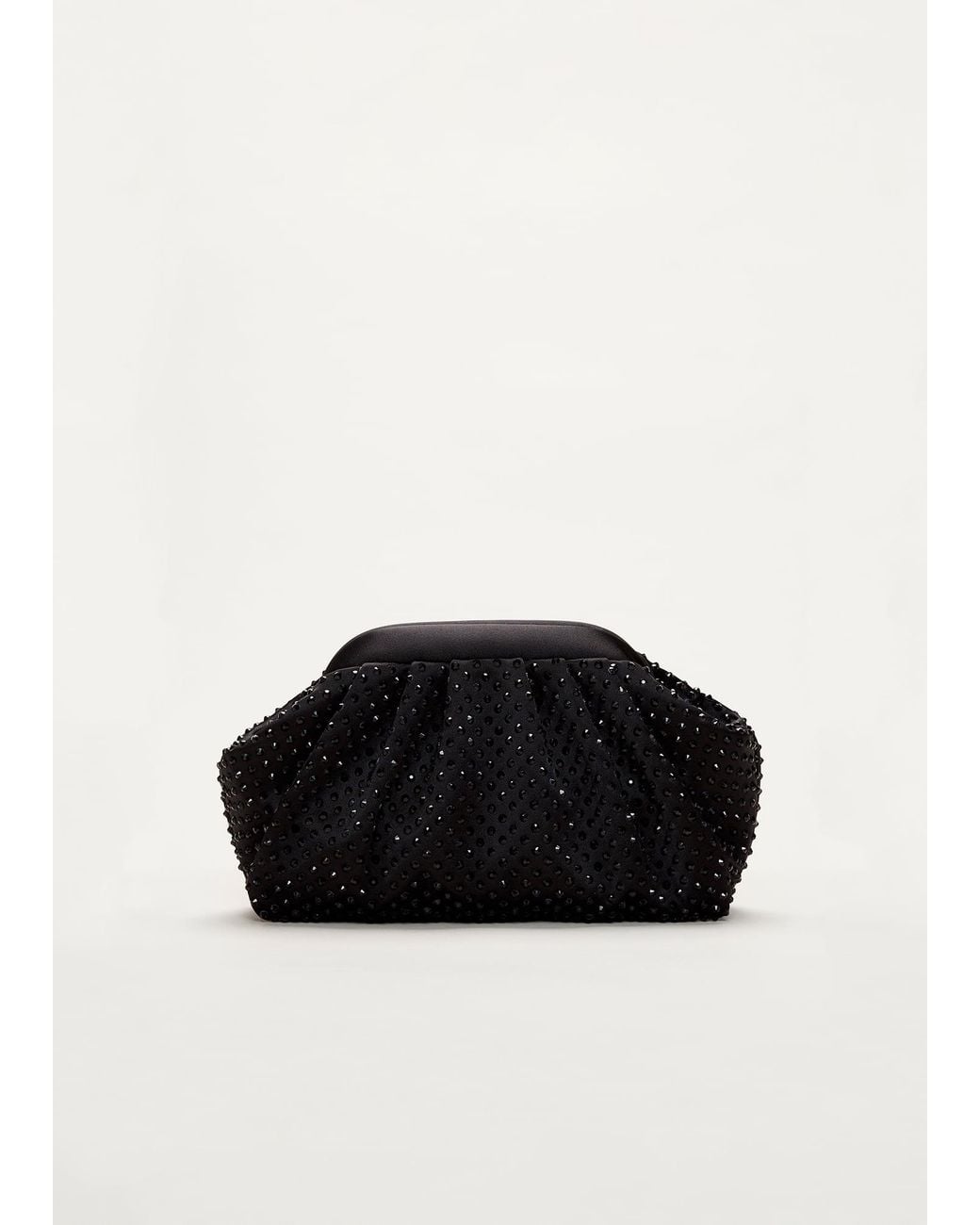 Phase Eight Black Satin Hot Fix Clutch Bag
