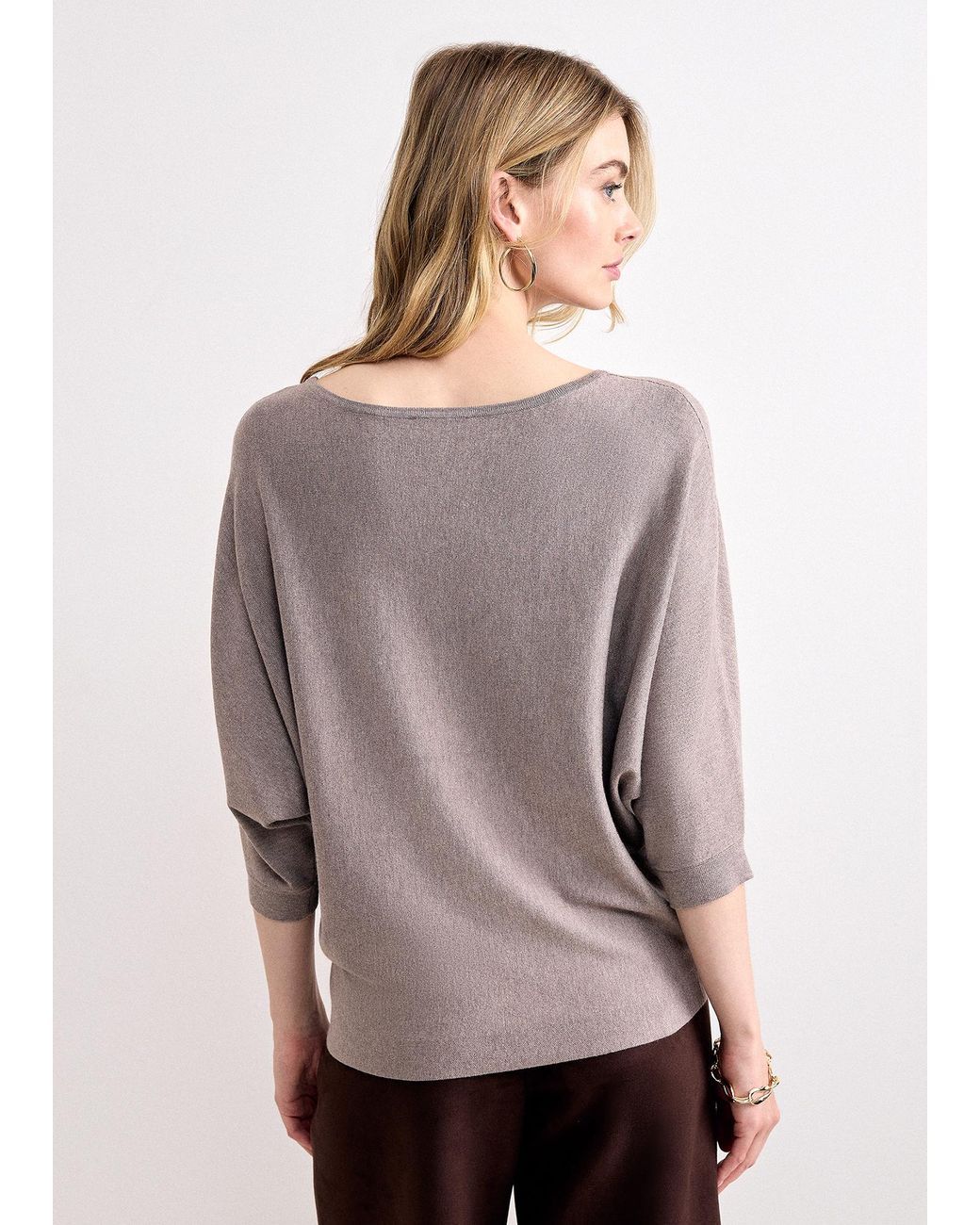 Phase Eight Brown Cristine Long Line Batwing Jumper