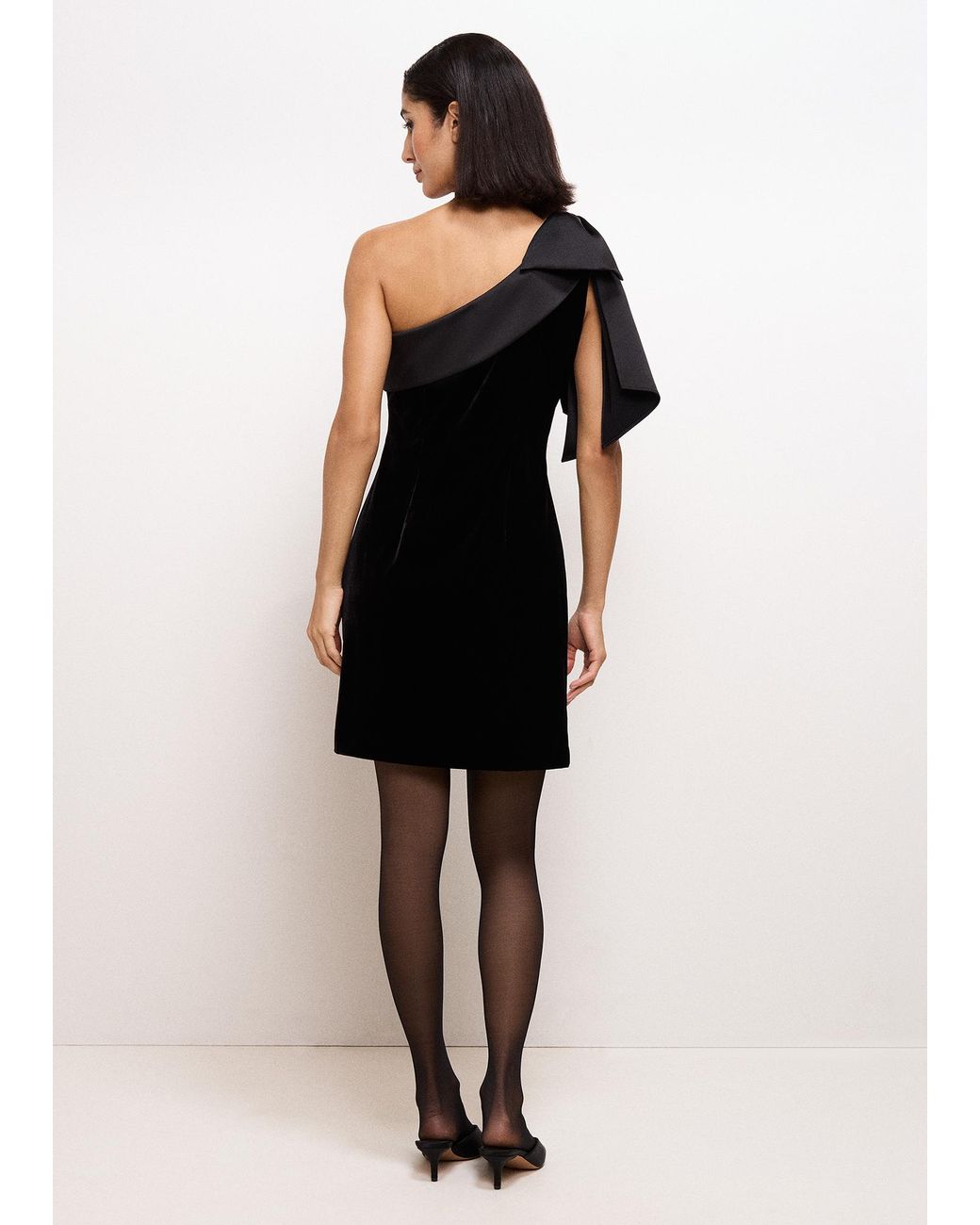 Phase Eight Black Sofia Velvet One Shoulder Dress