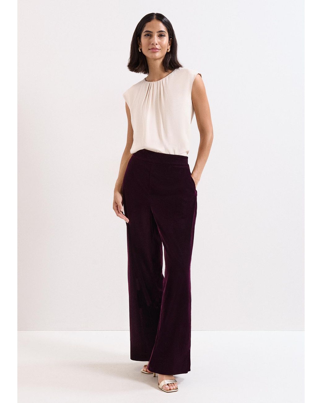 Phase Eight White Valentina Velvet Trouser