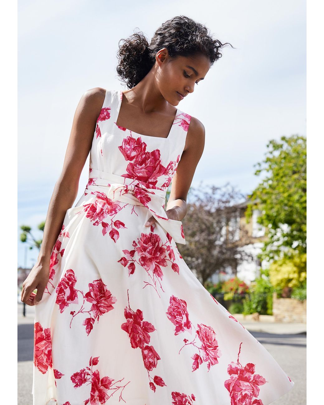 Phase Eight Red Elfrida Floral Print Fit And Flare Dress