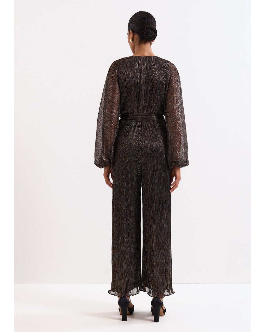 Phase Eight Rachel Plisse Metallic Jumpsuit