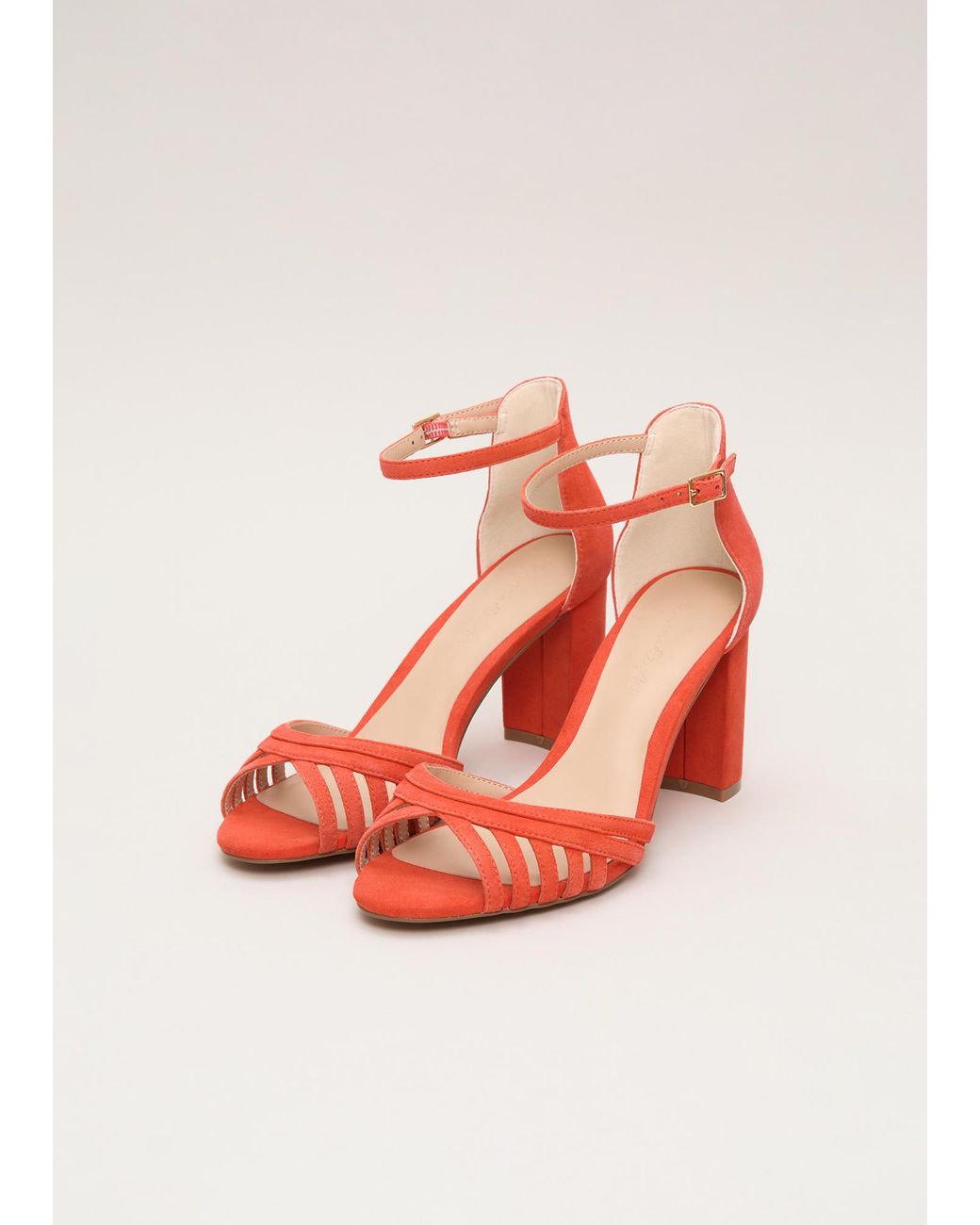 Phase Eight Red Suede Strappy Block Heel Sandals
