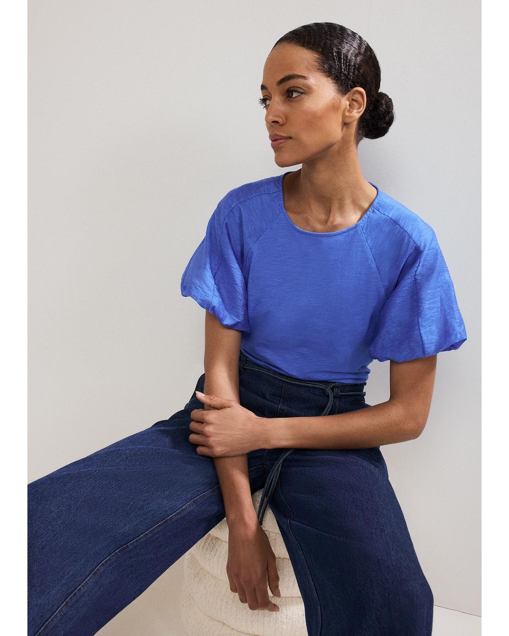 Phase Eight Blue Tate Puff Sleeve Top