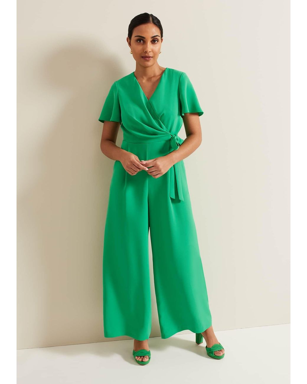 Phase Eight Green Petite Julissa Wide Leg Jumpsuit