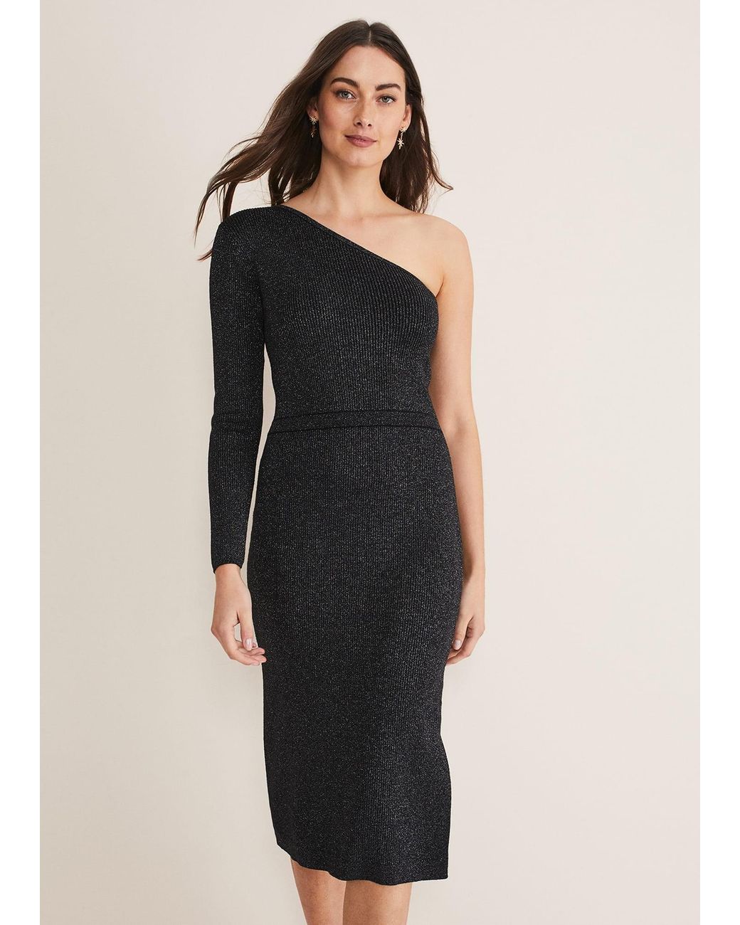 Phase Eight Multicolor Zemira One Shoulder Lurex Knitted Dress