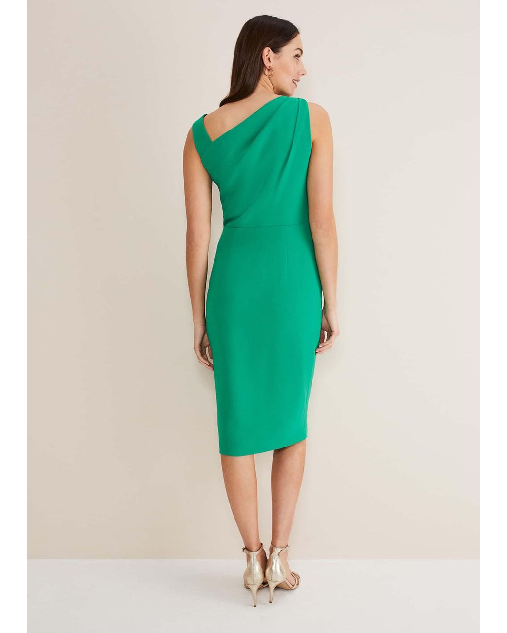 Phase Eight Green Emmie Asymmetric Hem Dress