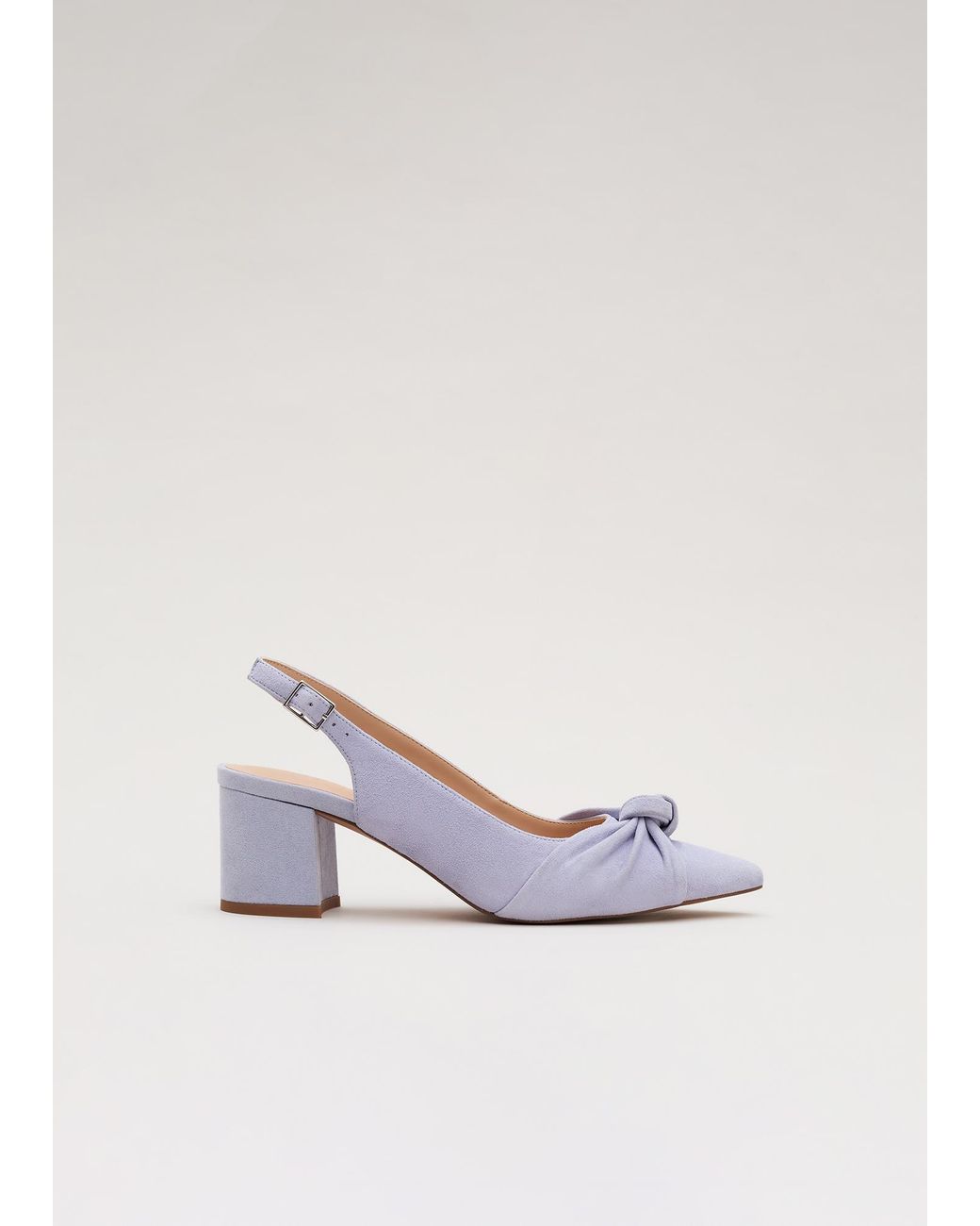 Phase Eight White Knot Front Block Heel Slingback