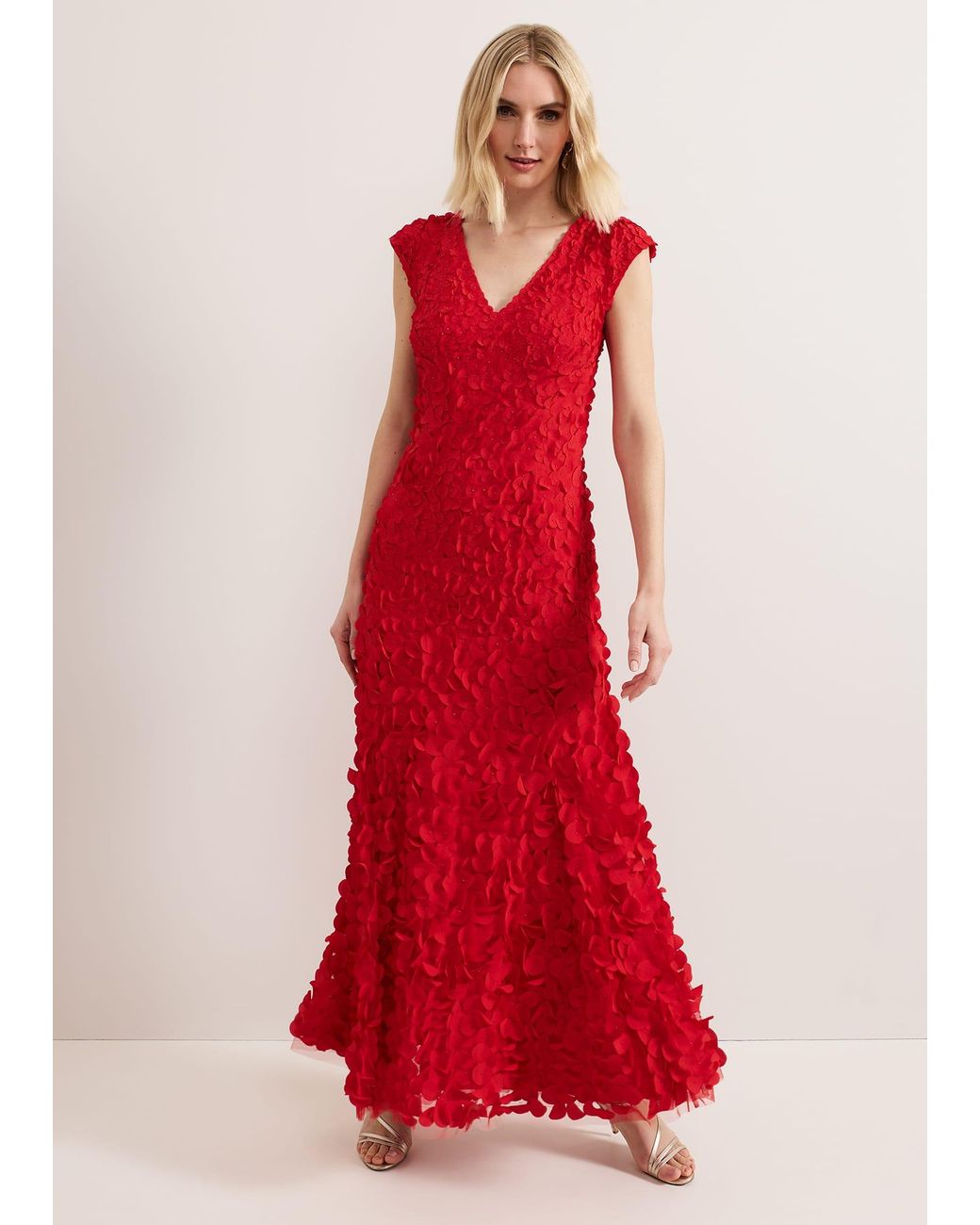 Phase Eight Red Charlene Ruffle Maxi Dress