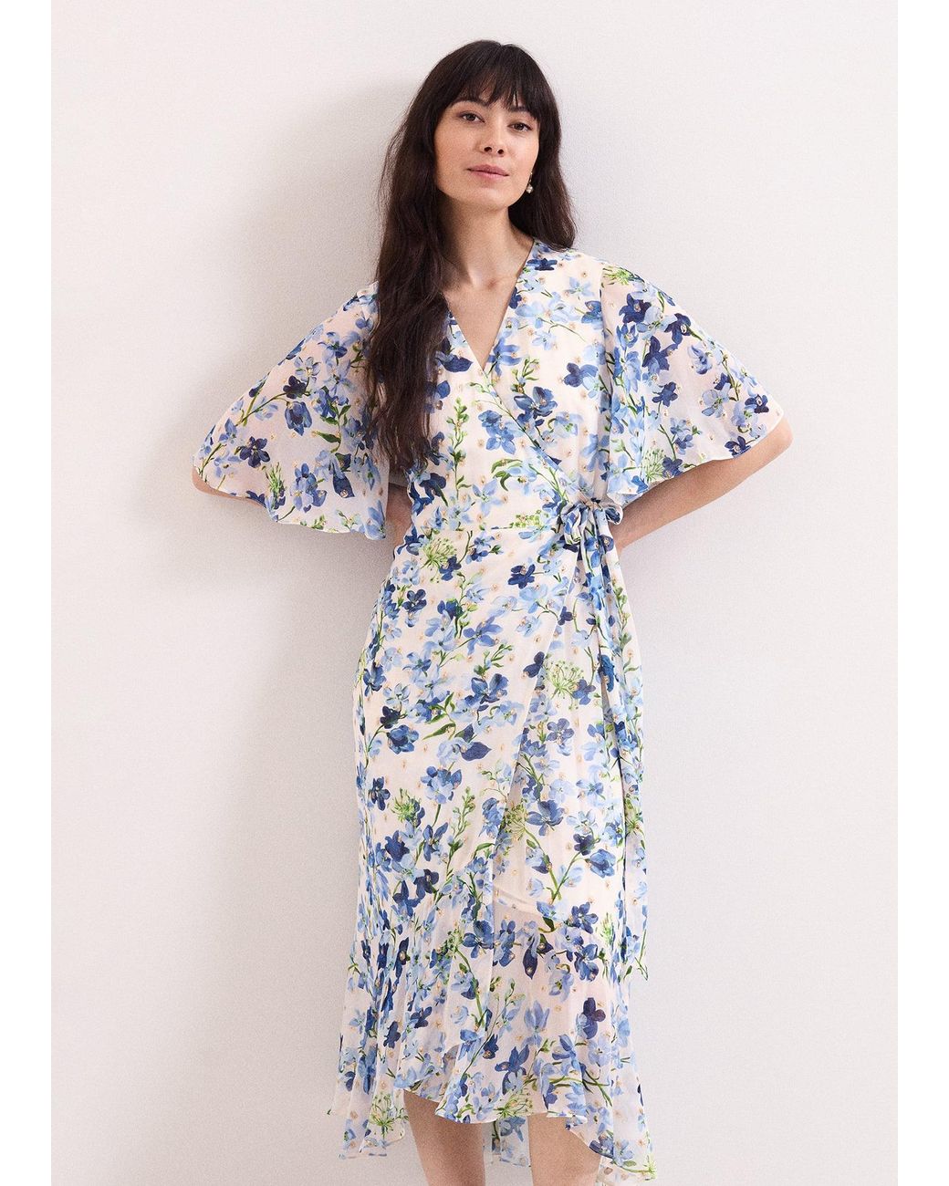 Phase Eight White Petite Juliette Floral Shimmer Midi Dress