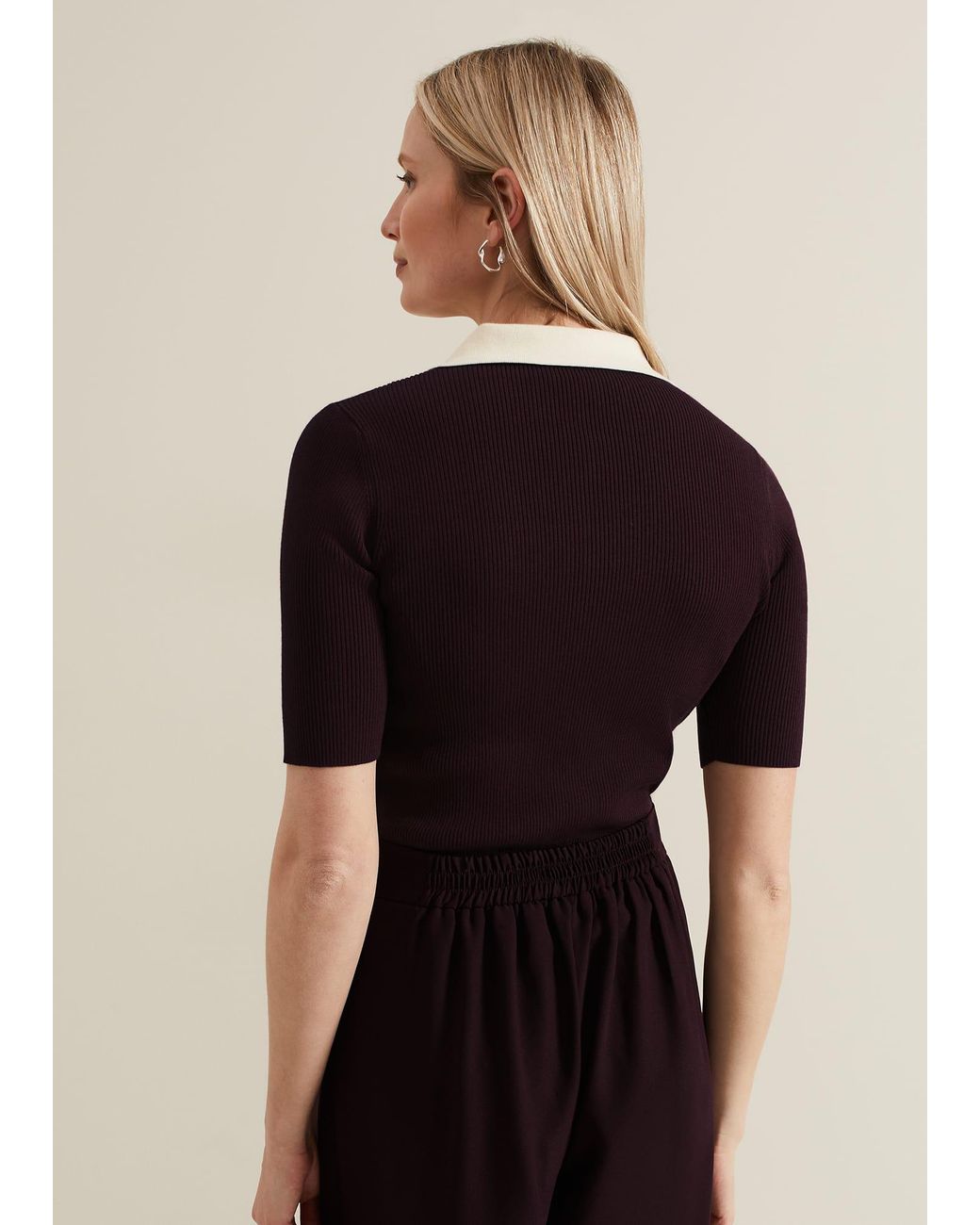Phase Eight Black Rosie Tipped Collar Top